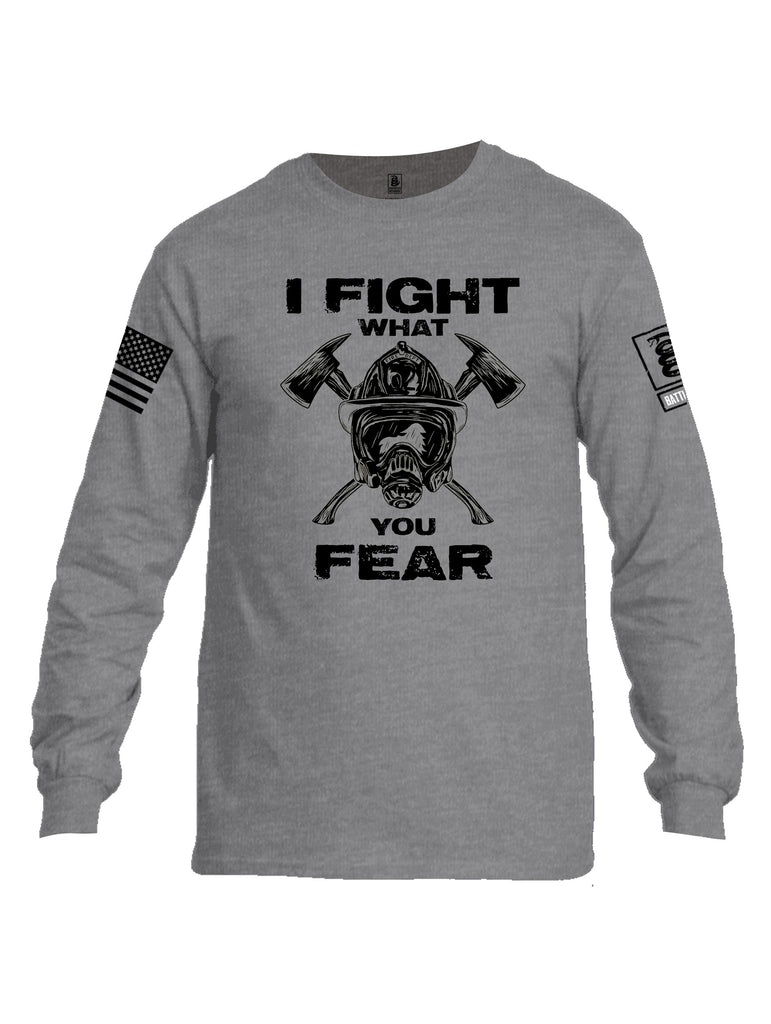 Battleraddle I Fight What You Fear  Black Sleeves Men Cotton Crew Neck Long Sleeve T Shirt