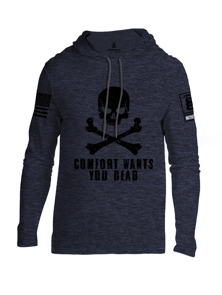 Battleraddle Comfort Wants You Dead Black Sleeves Men Cotton Thin Cotton Lightweight Hoodie