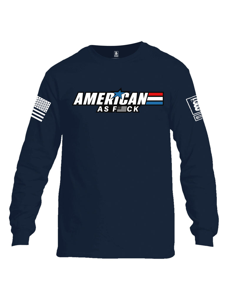 Battleraddle American As F White Sleeves Men Cotton Crew Neck Long Sleeve T Shirt
