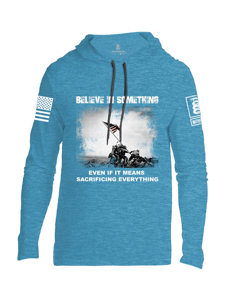 Battleraddle Believe In Something  White Sleeves Men Cotton Thin Cotton Lightweight Hoodie