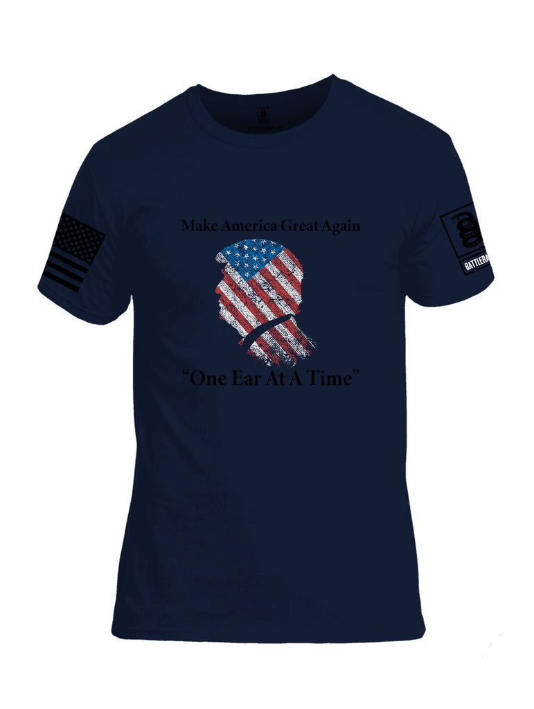 Battleraddle Make America Great Again One Ear At A Time  Black Sleeves Men Cotton Crew Neck T-Shirt