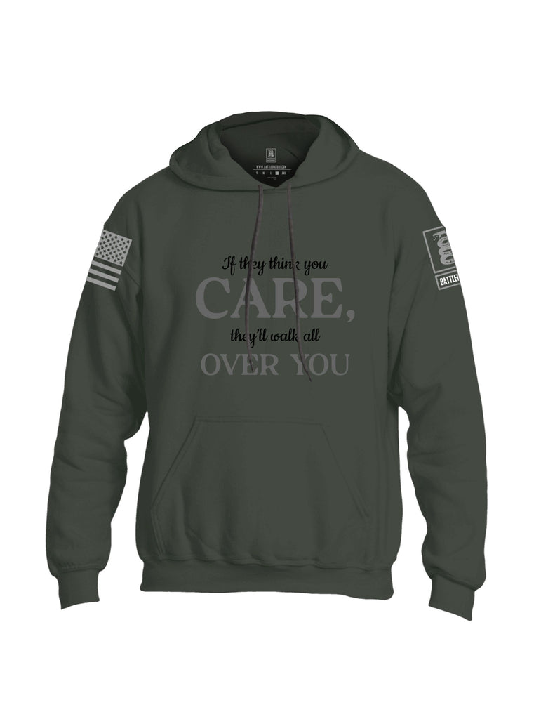 Battleraddle If They Think You Care Grey Sleeves Uni Cotton Blended Hoodie With Pockets