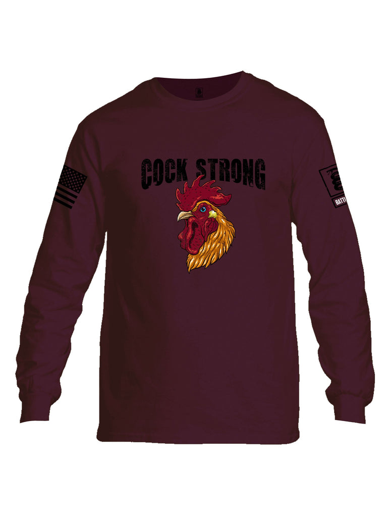 Battleraddle Cock Strong Black Sleeves Men Cotton Crew Neck Long Sleeve T Shirt