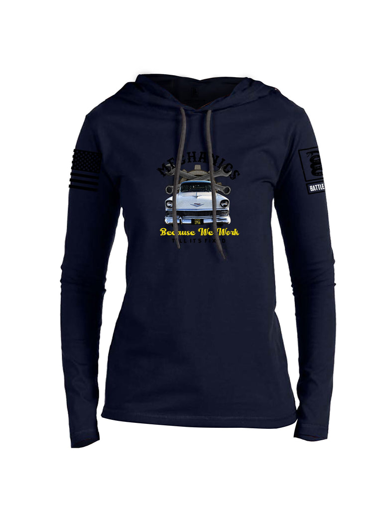 Battleraddle Mechanics Because We Work Black Sleeves Women Cotton Thin Cotton Lightweight Hoodie