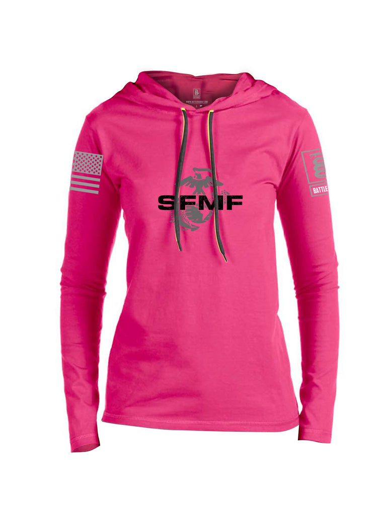 Battleraddle Sfmf Marine Grey Sleeves Women Cotton Thin Cotton Lightweight Hoodie