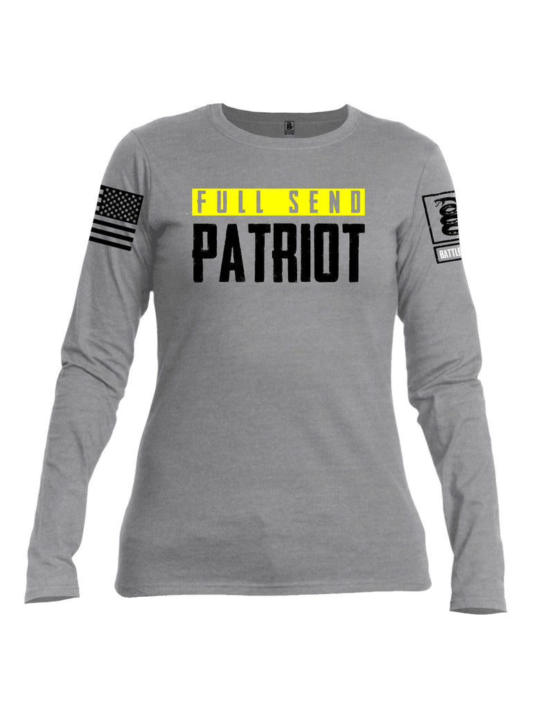 Battleraddle Full Send Patriot Black Sleeves Women Cotton Crew Neck Long Sleeve T Shirt