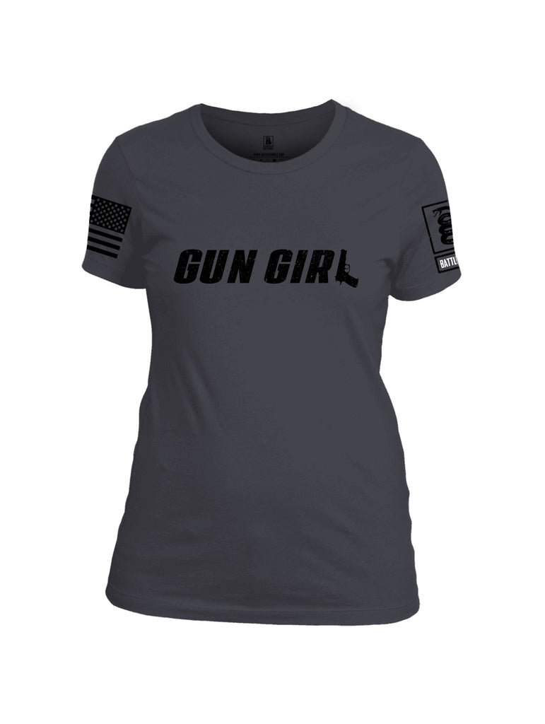 Battleraddle Gun Girl Black Sleeves Women Cotton Crew Neck T-Shirt