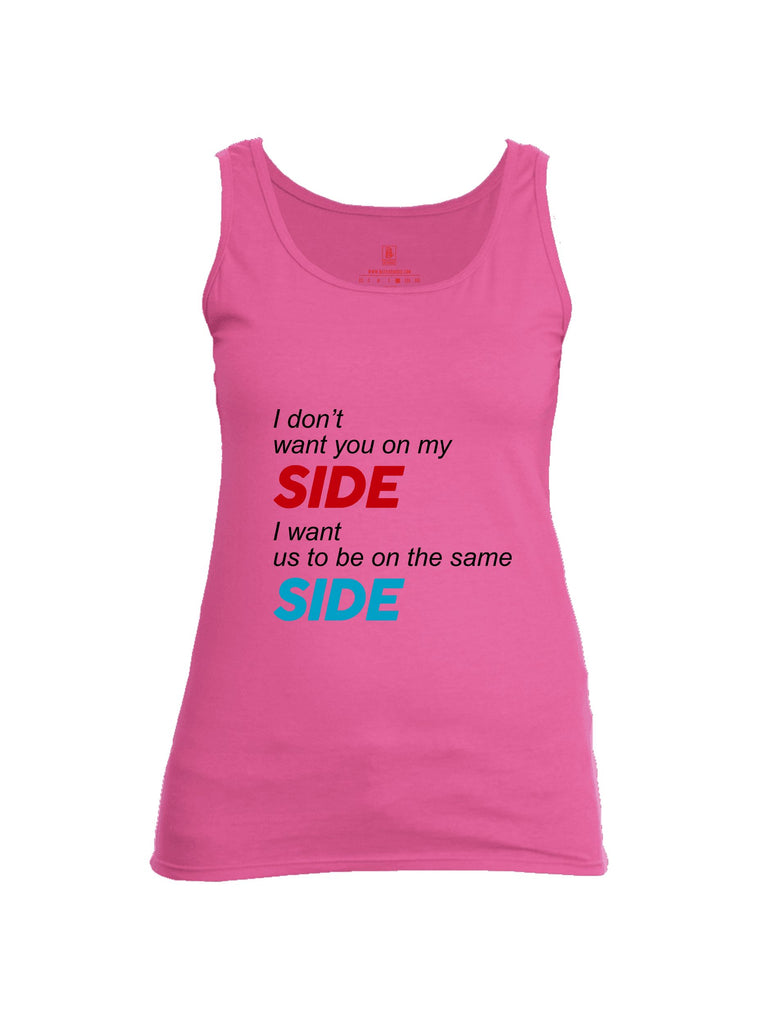 Battleraddle I Don'T Want You On My Side Red Sleeves Women Cotton Cotton Tank Top