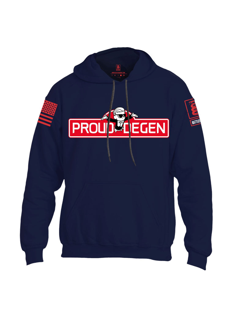 Battleraddle Proud Degen Red Sleeves Uni Cotton Blended Hoodie With Pockets