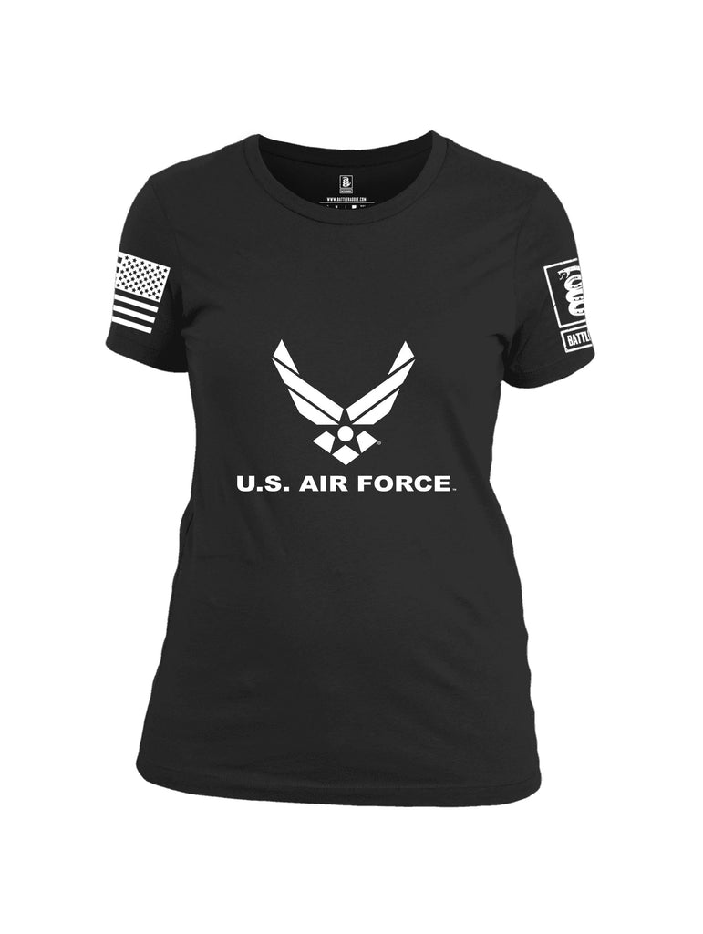 Battleraddle Us Air Force White Sleeves Women Cotton Crew Neck T-Shirt