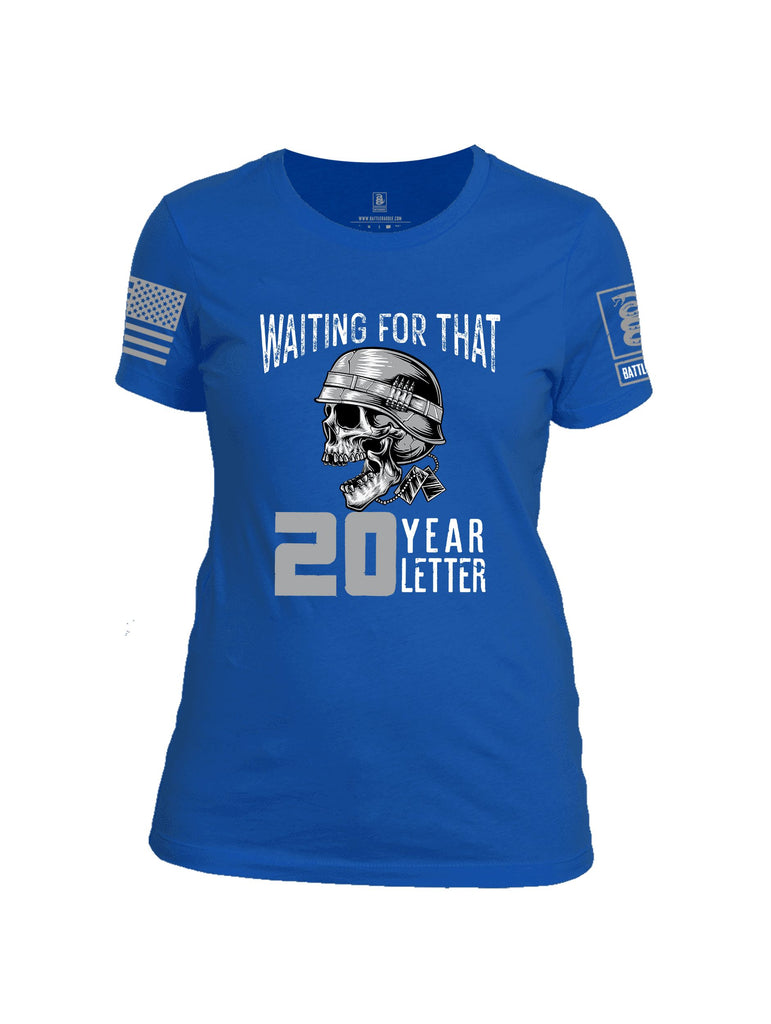 Battleraddle Waiting For That 20 Year Letter Grey Sleeves Women Cotton Crew Neck T-Shirt