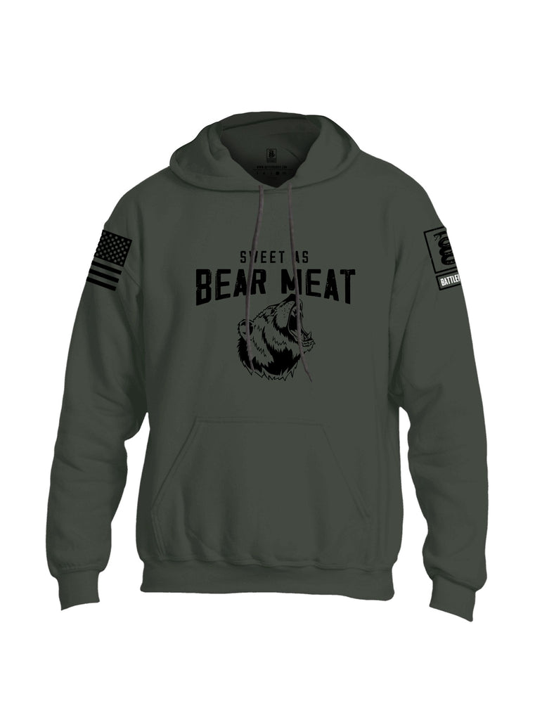 Battleraddle Sweet As Bear Meat Black Sleeves Uni Cotton Blended Hoodie With Pockets