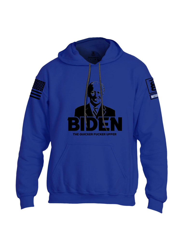 Battleraddle Biden The Quicker  Black Sleeves Uni Cotton Blended Hoodie With Pockets