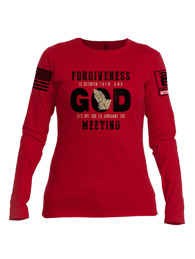 Battleraddle Forgiveness Is Between Them  Black Sleeves Women Cotton Crew Neck Long Sleeve T Shirt