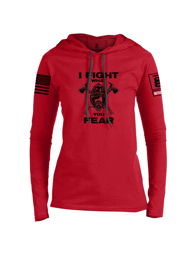 Battleraddle I Fight What You Fear  Black Sleeves Women Cotton Thin Cotton Lightweight Hoodie