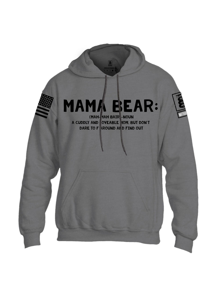 Battleraddle Mama Bear  Black Sleeves Uni Cotton Blended Hoodie With Pockets