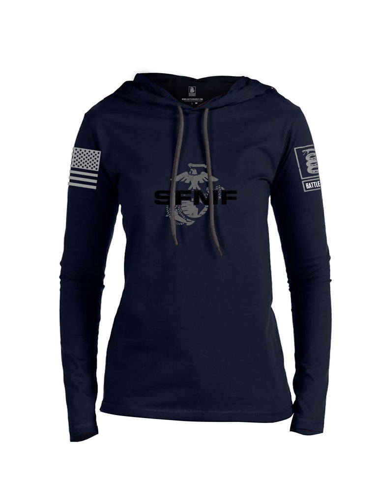 Battleraddle Sfmf Marine Grey Sleeves Women Cotton Thin Cotton Lightweight Hoodie