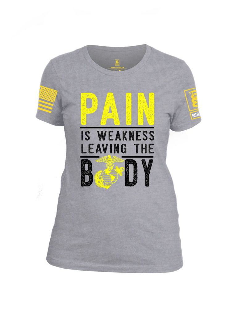 Battleraddle Pain Is Weakness  Yellow Sleeves Women Cotton Crew Neck T-Shirt