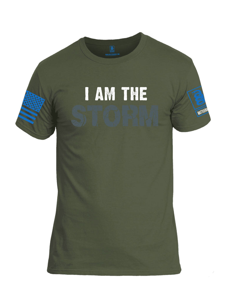 Battleraddle I Am The Storm Mid Blue Sleeves Men Cotton Crew Neck T-Shirt