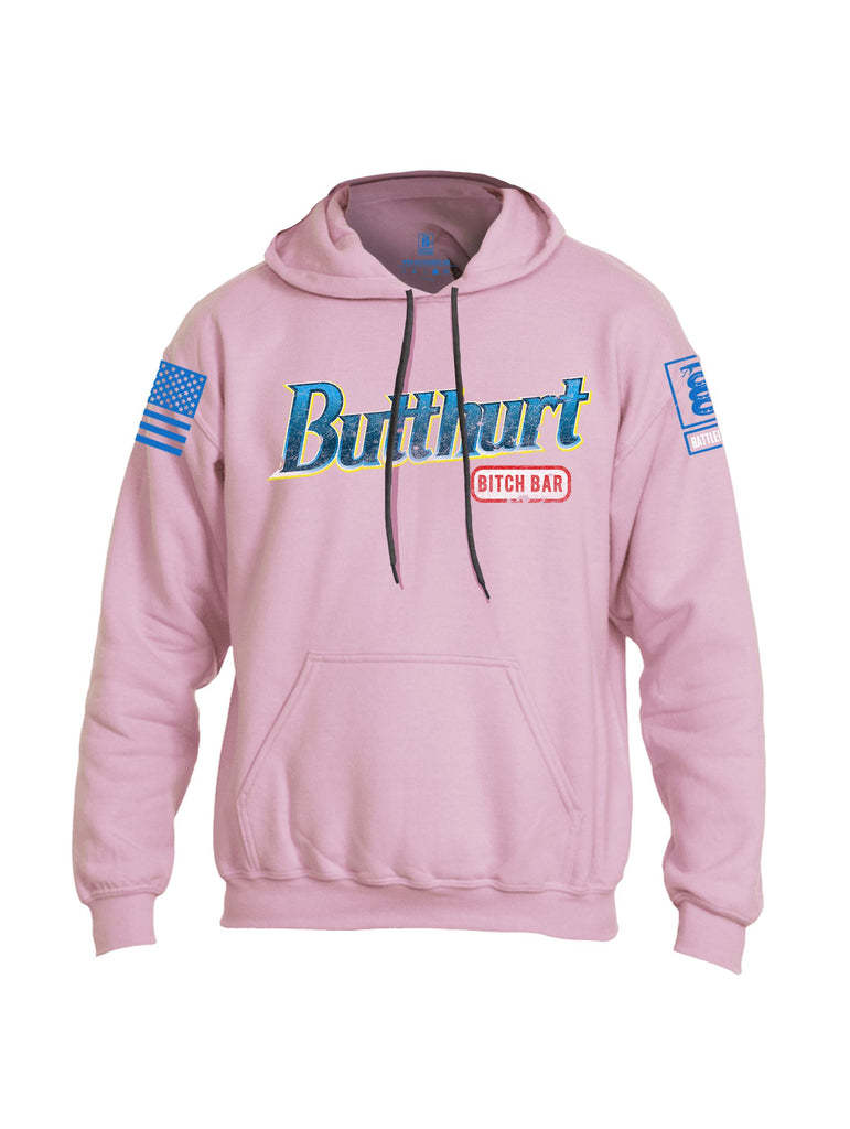 Battleraddle Butthurt Bitch Bar  Mid Blue Sleeves Uni Cotton Blended Hoodie With Pockets