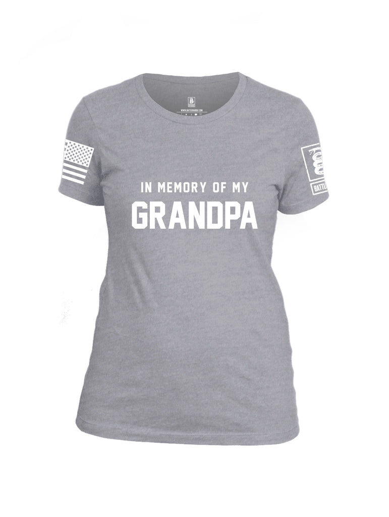 Battleraddle In Memory Of My Grandpa White Sleeves Women Cotton Crew Neck T-Shirt