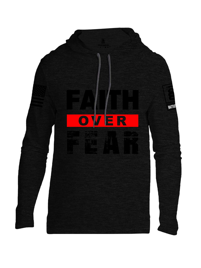 Battleraddle Faith Over Fear Black Sleeves Men Cotton Thin Cotton Lightweight Hoodie