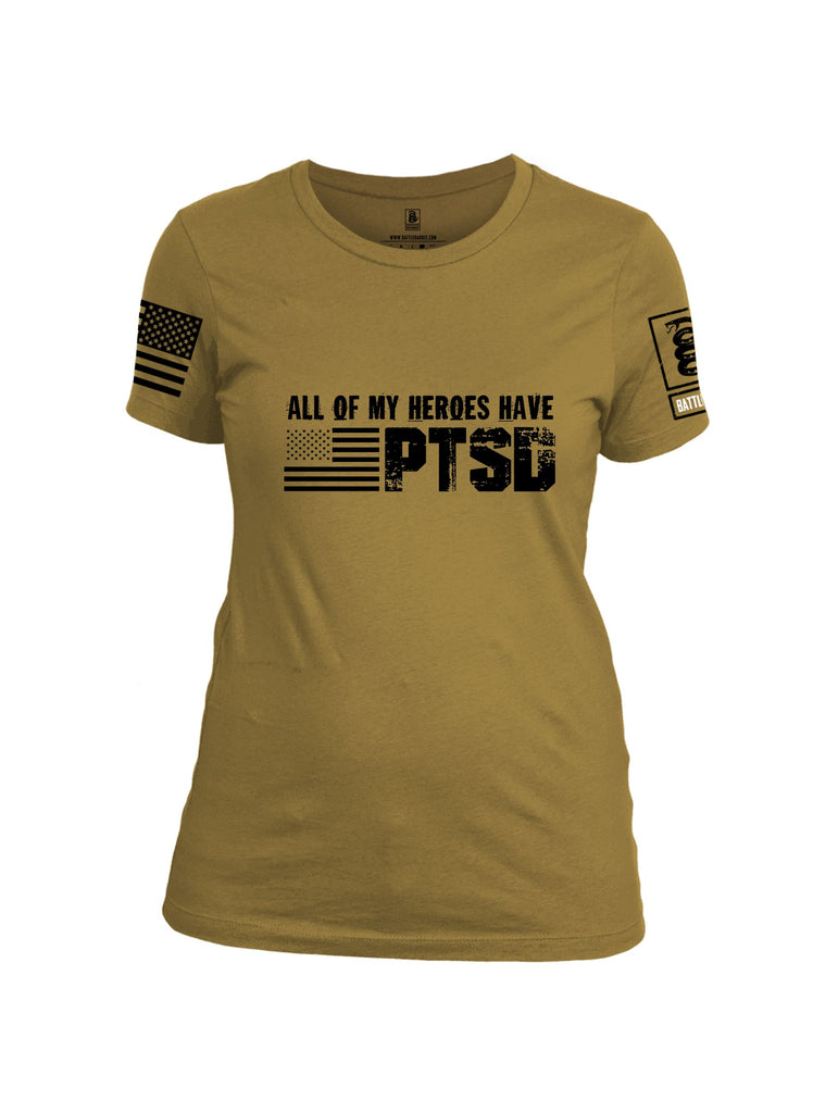 Battleraddle All Of My Heroes Have Ptsd Black Sleeves Women Cotton Crew Neck T-Shirt