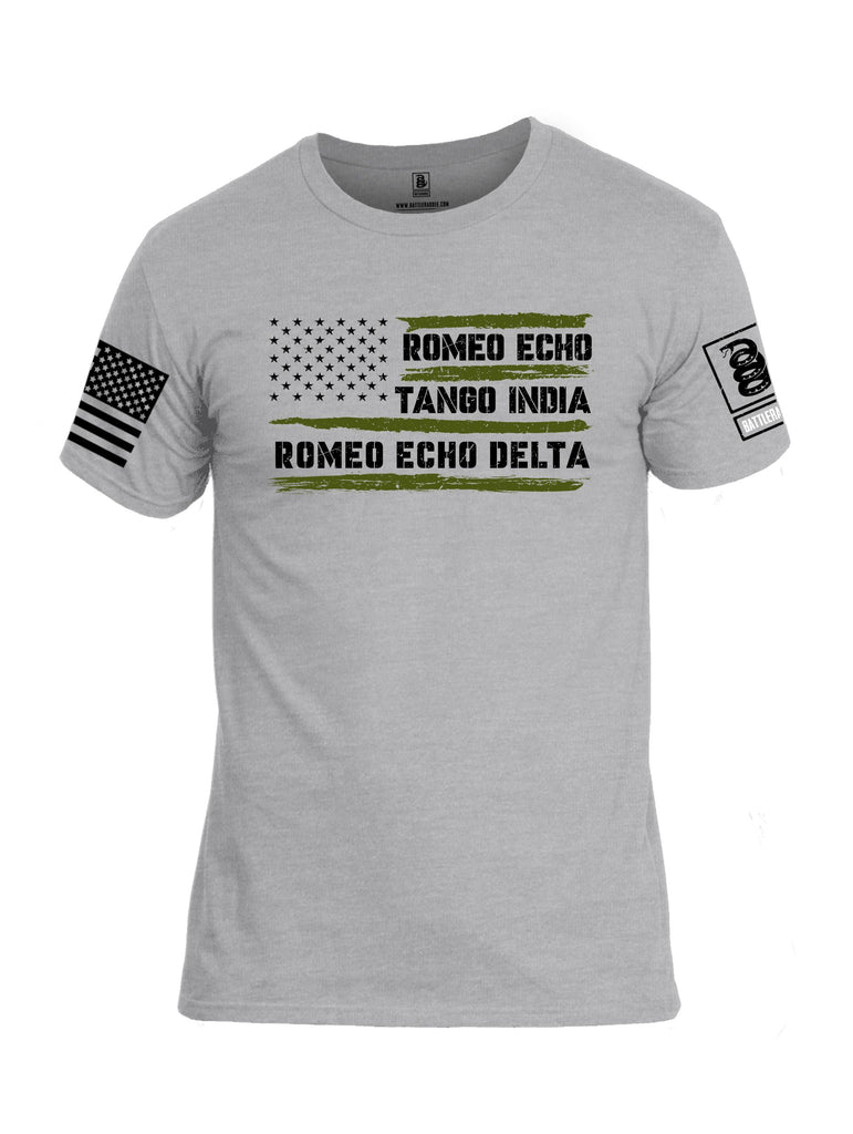 Battleraddle Romeo Echo Tango India Romeo Echo Delta Black Sleeves Men Cotton Crew Neck T-Shirt