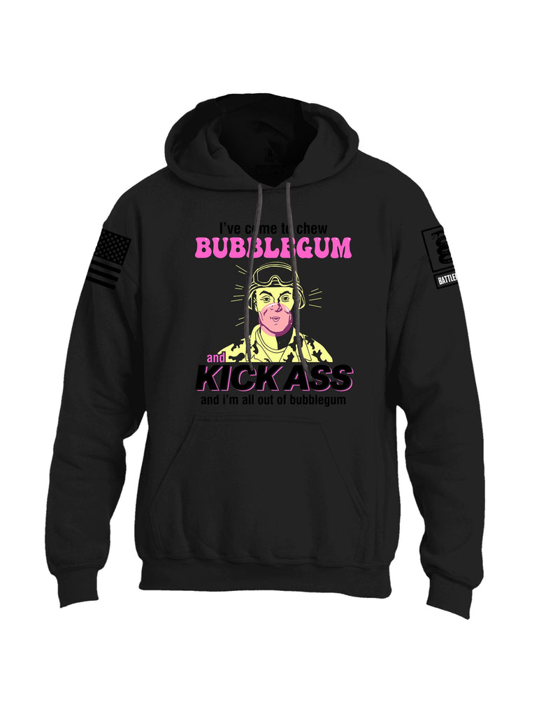 Battleraddle Ive Come To Chew Bubblegum  Black Sleeves Uni Cotton Blended Hoodie With Pockets