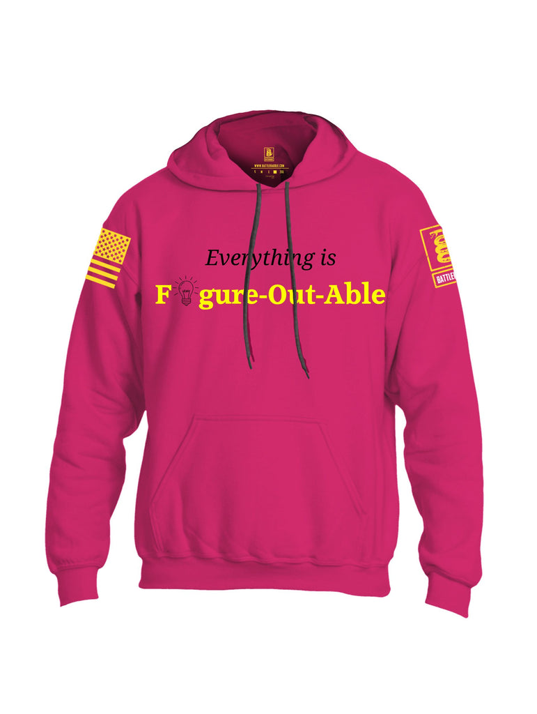 Battleraddle Everything Is Figure-Out-Able Yellow Sleeves Uni Cotton Blended Hoodie With Pockets