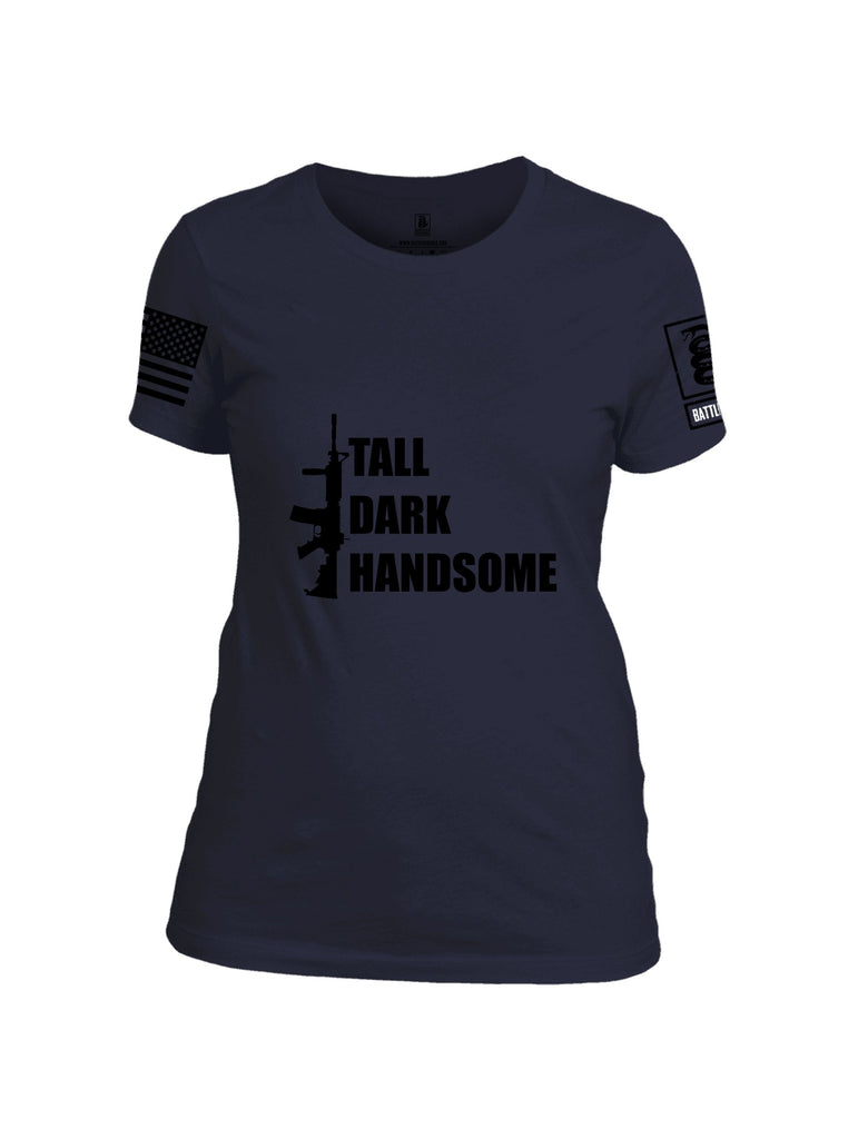 Battleraddle Tall Dark Handsome Black Sleeves Women Cotton Crew Neck T-Shirt