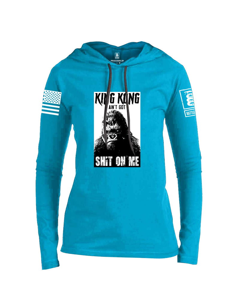 Battleraddle King Kong Ain'T Got Shit On Me White Sleeves Women Cotton Thin Cotton Lightweight Hoodie