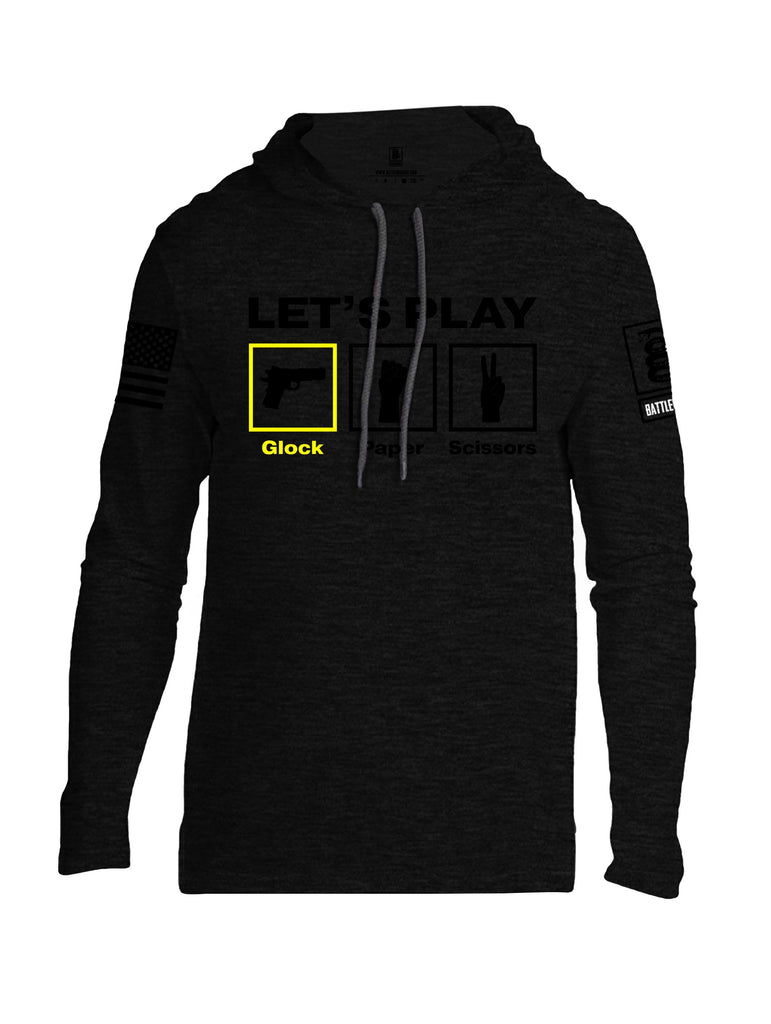 Battleraddle Let'S Play Glock Paper Scissors Black Sleeves Men Cotton Thin Cotton Lightweight Hoodie