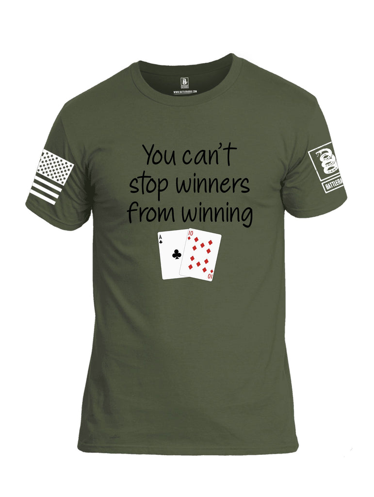 Battleraddle You Can'T Stop Winners From Winning White Sleeves Men Cotton Crew Neck T-Shirt