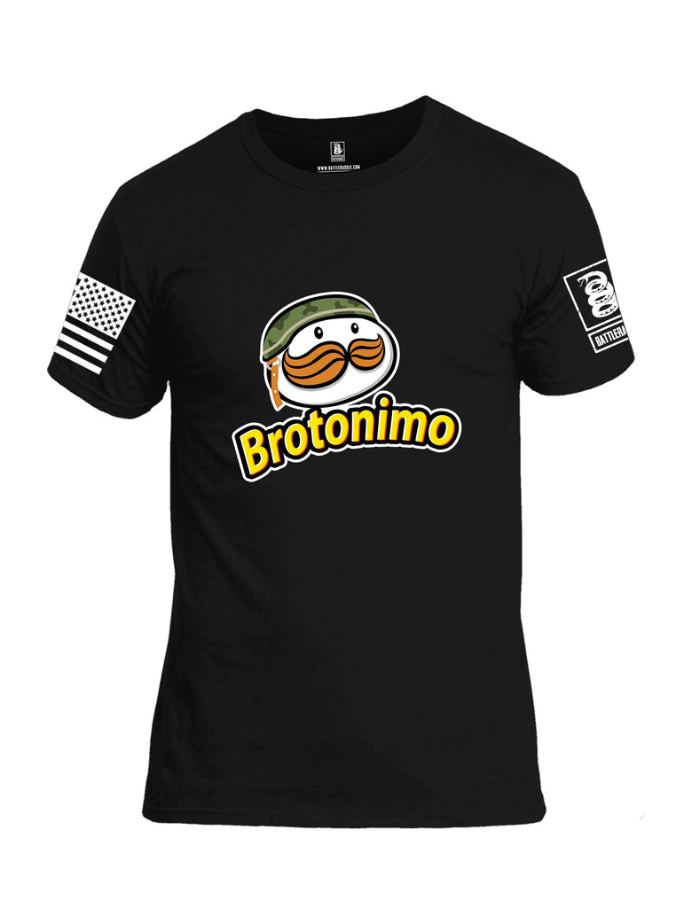 Battleraddle Brotonimo White Sleeves Men Cotton Crew Neck T-Shirt