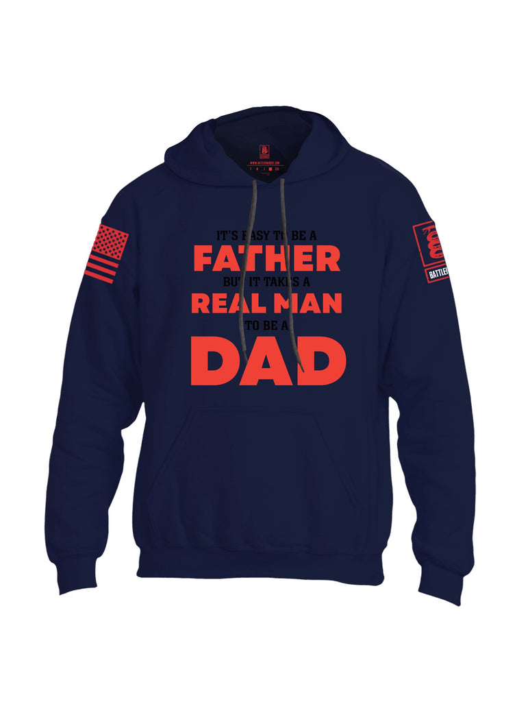Battleraddle It'S Easy To Be A Father Red Sleeves Uni Cotton Blended Hoodie With Pockets