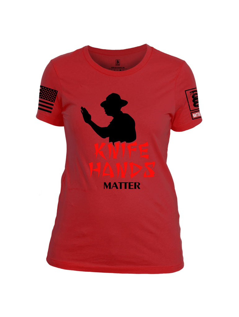 Battleraddle Knife Hands Matter  Black Sleeves Women Cotton Crew Neck T-Shirt