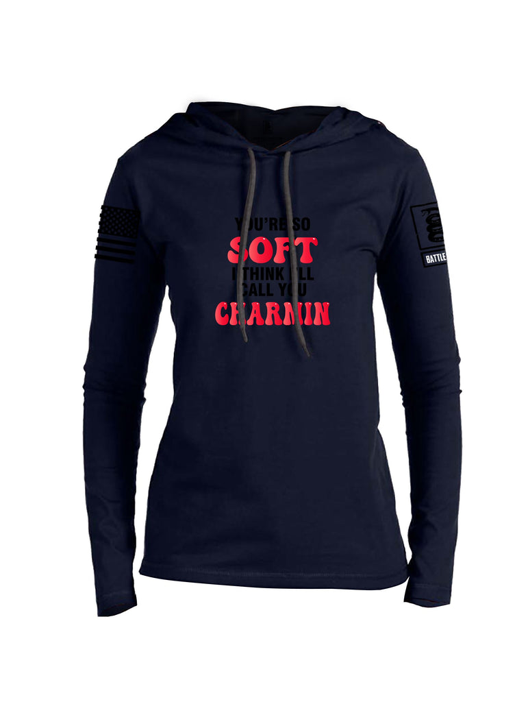 Battleraddle Youre So Soft I Think Ill Call You Charmin  Black Sleeves Women Cotton Thin Cotton Lightweight Hoodie
