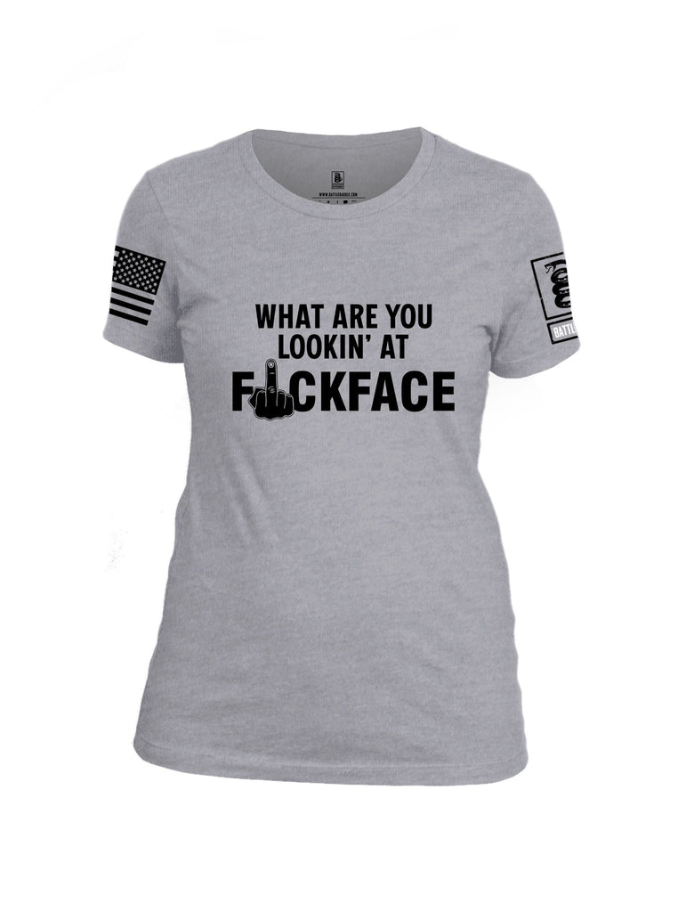 Battleraddle What Are You Lookin At Black Sleeves Women Cotton Crew Neck T-Shirt