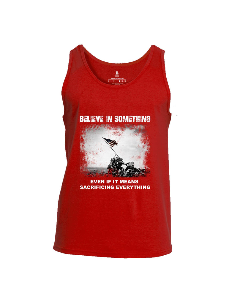 Battleraddle Believe In Something  White Sleeves Men Cotton Cotton Tank Top