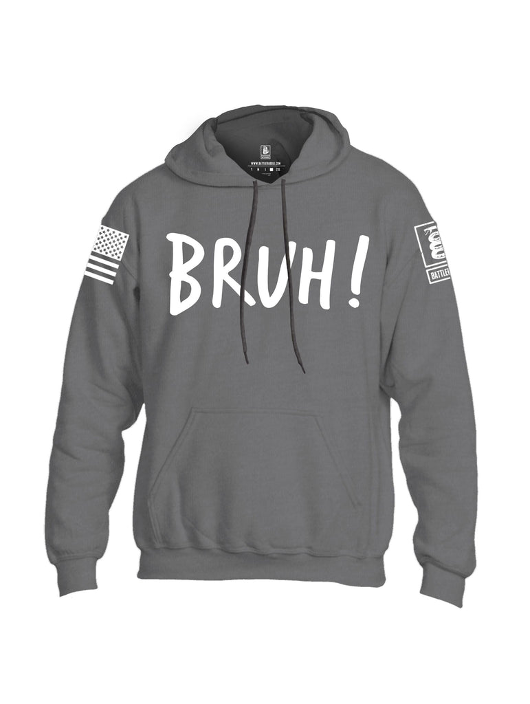 Battleraddle Bruh White Sleeves Uni Cotton Blended Hoodie With Pockets