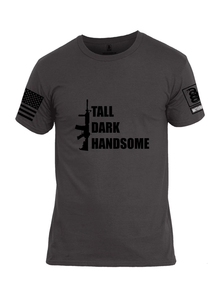 Battleraddle Tall Dark Handsome Black Sleeves Men Cotton Crew Neck T-Shirt