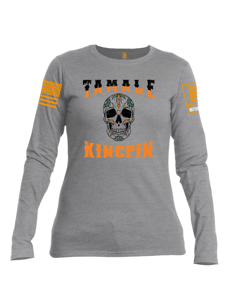 Battleraddle Tamale Kingpin Orange Sleeves Women Cotton Crew Neck Long Sleeve T Shirt