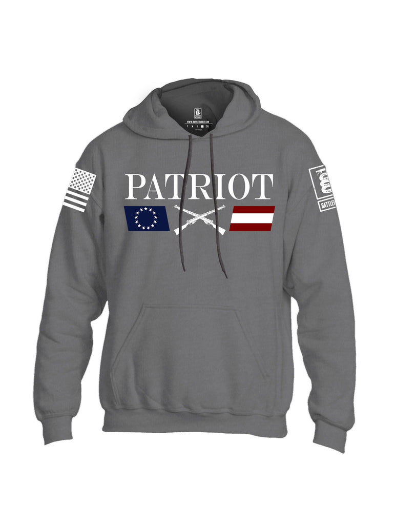 Battleraddle Patriot Rifle Flag White Sleeves Uni Cotton Blended Hoodie With Pockets