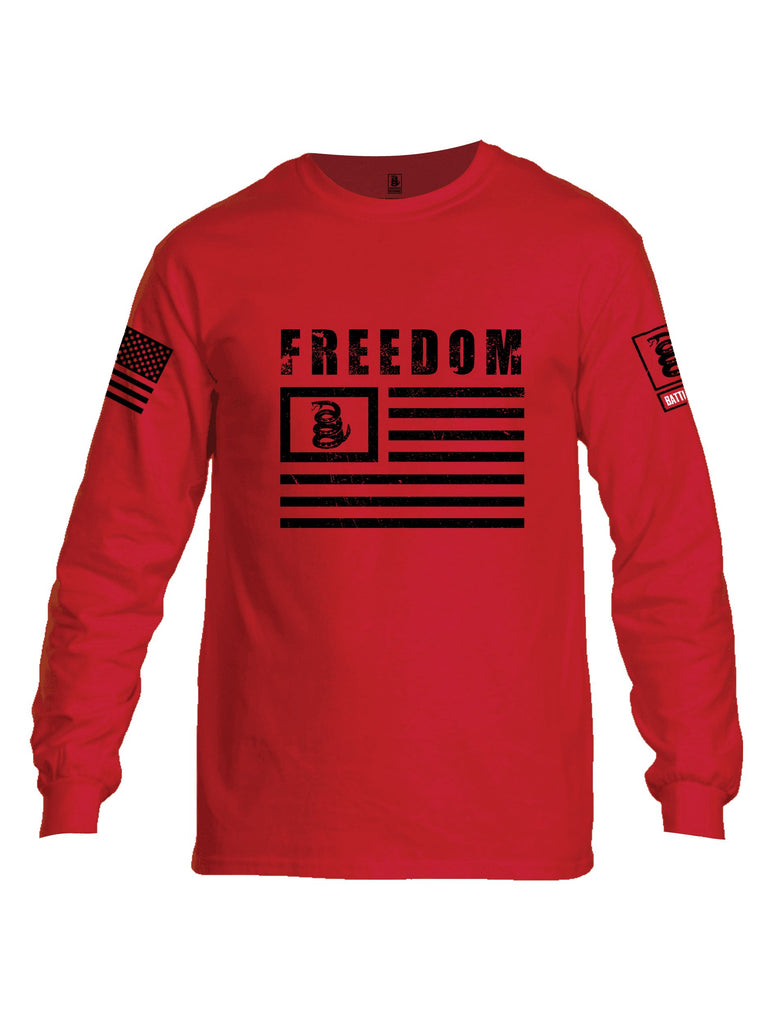 Battleraddle Freedom Flag Black Sleeves Men Cotton Crew Neck Long Sleeve T Shirt