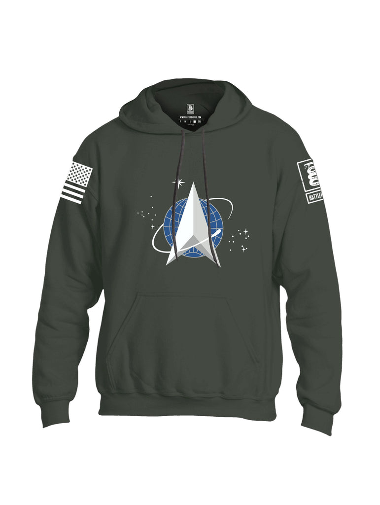 Battleraddle Spaceforce Starfleet Delta Command White Sleeves Uni Cotton Blended Hoodie With Pockets