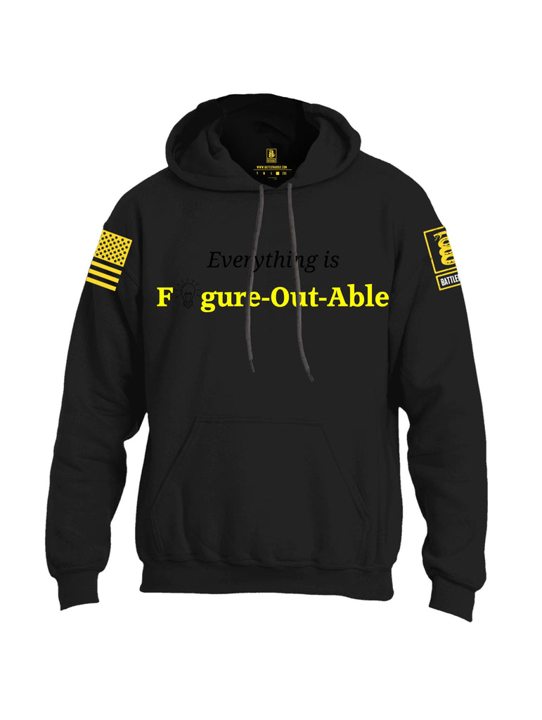 Battleraddle Everything Is Figure-Out-Able Yellow Sleeves Uni Cotton Blended Hoodie With Pockets