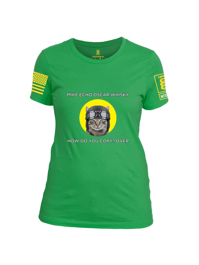 Battleraddle Mike Echo Oscar Whisky Yellow Sleeves Women Cotton Crew Neck T-Shirt