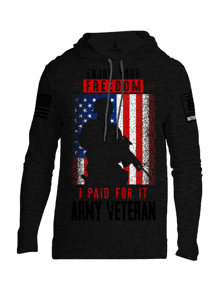 Battleraddle Enjoy Your Freedom  Black Sleeves Men Cotton Thin Cotton Lightweight Hoodie