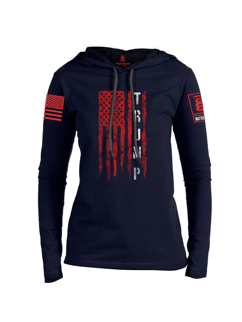 Battleraddle Trump Flag Red Sleeves Women Cotton Thin Cotton Lightweight Hoodie